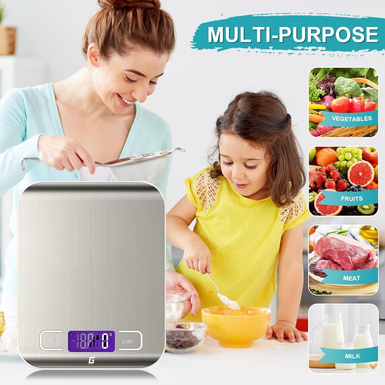 Food Scale, GPlus+ Digital Kitchen Scale, Highly Accurate 5000g/11lb x 0.1oz, Food Scale for Cooking, Baking and Weight Loss, Kitchen Scale with Backlit - Batteries Included 🍁 All In One Marketplace Canada