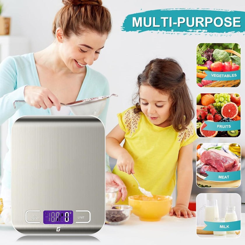 Food Scale, GPlus+ Digital Kitchen Scale, Highly Accurate 5000g/11lb x 0.1oz, Food Scale for Cooking, Baking and Weight Loss, Kitchen Scale with Backlit - Batteries Included 🍁 All In One Marketplace Canada