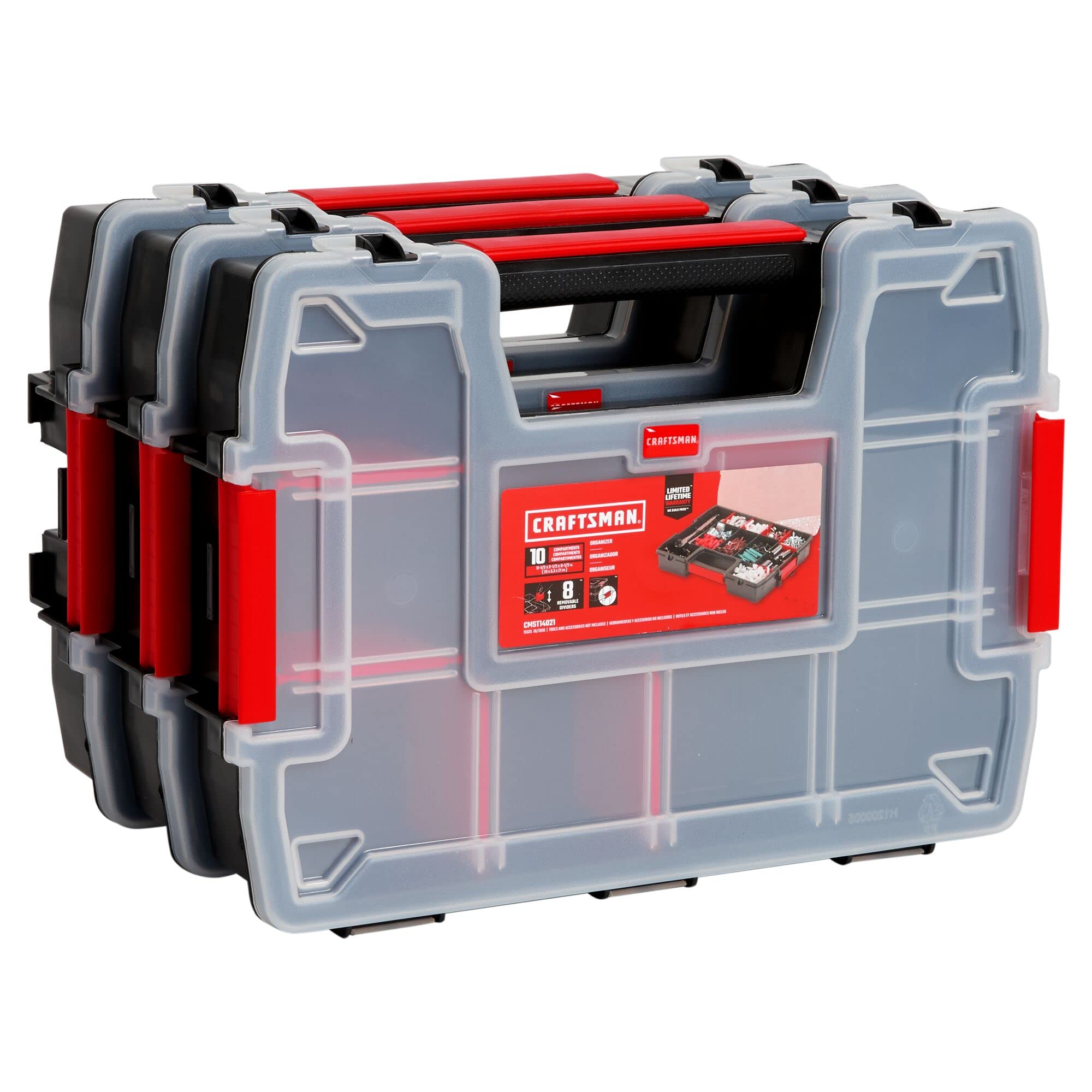 CRAFTSMAN Storage Organizer, Small Parts Organizer, 3-Packs with 10-Compartments, Lid Includes Secure Latch (CMST60964M) 🍁 All In One Marketplace Canada