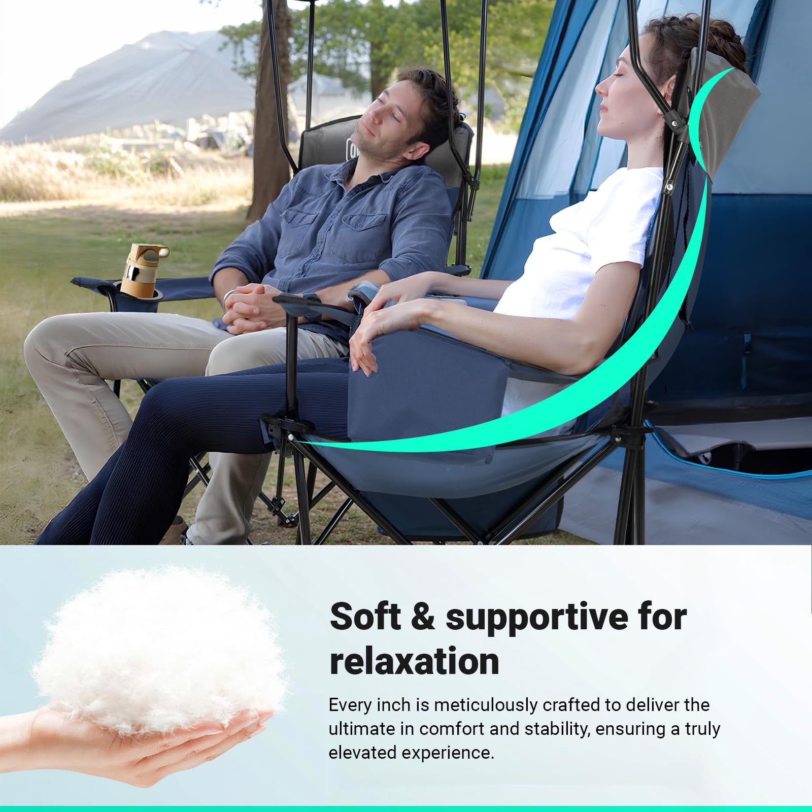 Overmont Beach Chair with Cooler and Umbrella - Sunshade Backpack Folding Canopy Chair with Two Arm Rest Cup Holder Carry Bag - Portable for Sand Camping Travel Outdoor Pool 330 lbs Blue 🍁 All In One Marketplace Canada