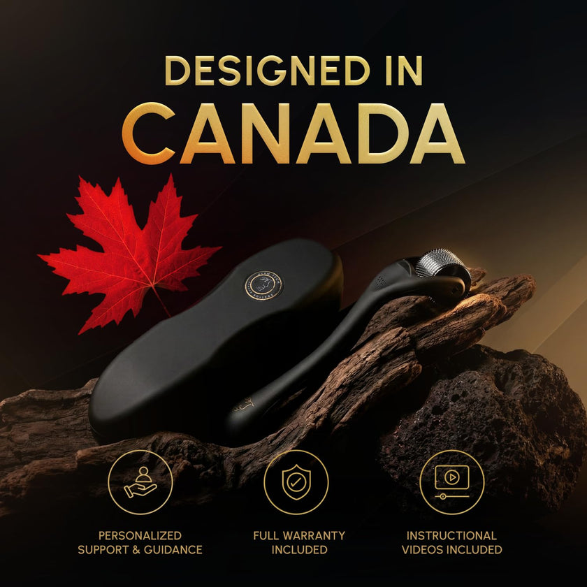 Derma Microneedling Roller - 1.5mm Titanium Needles - Designed in Canada - for Men and Women - Storage Case Included (Matte Black) 🍁 All In One Marketplace Canada
