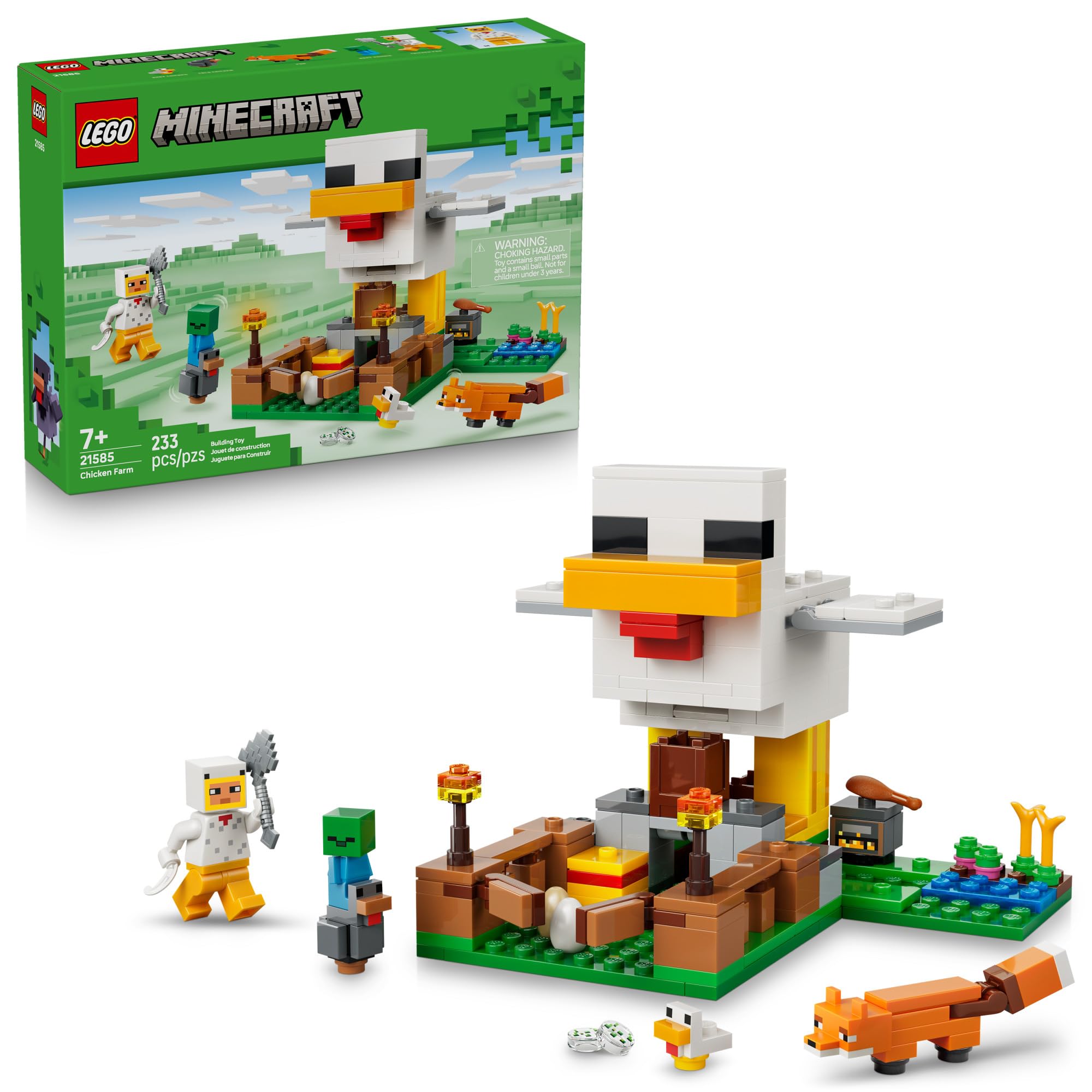 LEGO Minecraft Chicken Farm Building & Pretend Play Toy for Boys & Girls - Video Game Playset & Toy Figures for Kids, Ages 7+ - W/Chicken Fan Minifigure - Gift Idea for Birthdays - 21585 🍁 All In One Marketplace Canada