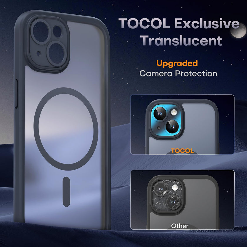 TOCOL Magnetic for iPhone 14 Case, Upgraded Full Camera Protection, Fit for MagSafe, Rugged Phone Case for iPhone 14 6.1 Inch, Drop Protection, Anti-Scratch, Black 🍁 All In One Marketplace Canada