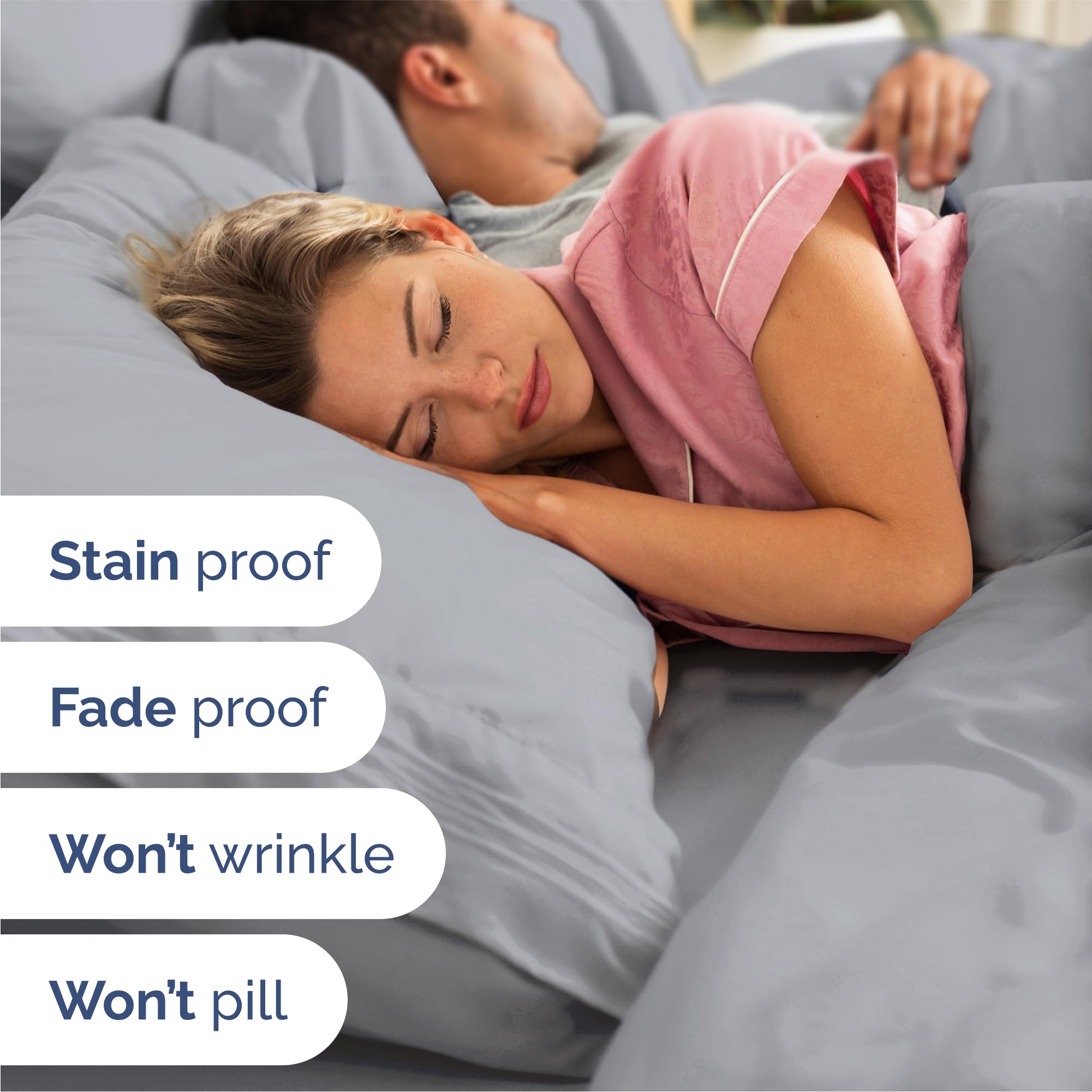Queen Size 4 Piece Sheet Set - Comfy Breathable & Cooling Sheets - Hotel Luxury Bed Sheets for Women & Men - Deep Pockets, Easy-Fit, Soft & Wrinkle Free Sheets - Steel Blue Oeko-Tex Bed Sheet Set 🍁 All In One Marketplace Canada