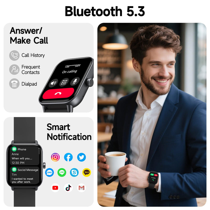 Smart Watch for Men Women (Answer/Make Call), Alexa Smartwatch Compatible with Android iOS, Fitness Tracker with Heart Rate SpO2 Sleep Monitor, 1.8'' HD DIY Dial Waterproof Watch with Bluetooth Call 🍁 All In One Marketplace Canada