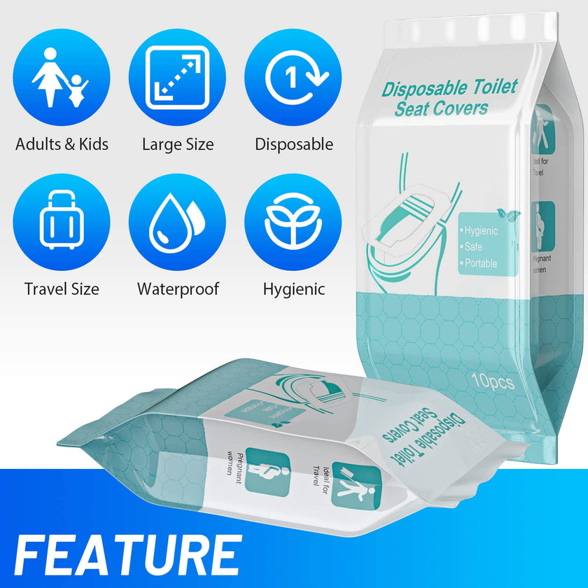 50 Pack Toilet Seat Covers Disposable - Waterproof 16x24 Inch Extra Large Individually Wrapped Toilet Seat Shields Travel Accessories for Adults Kids 🍁 All In One Marketplace Canada