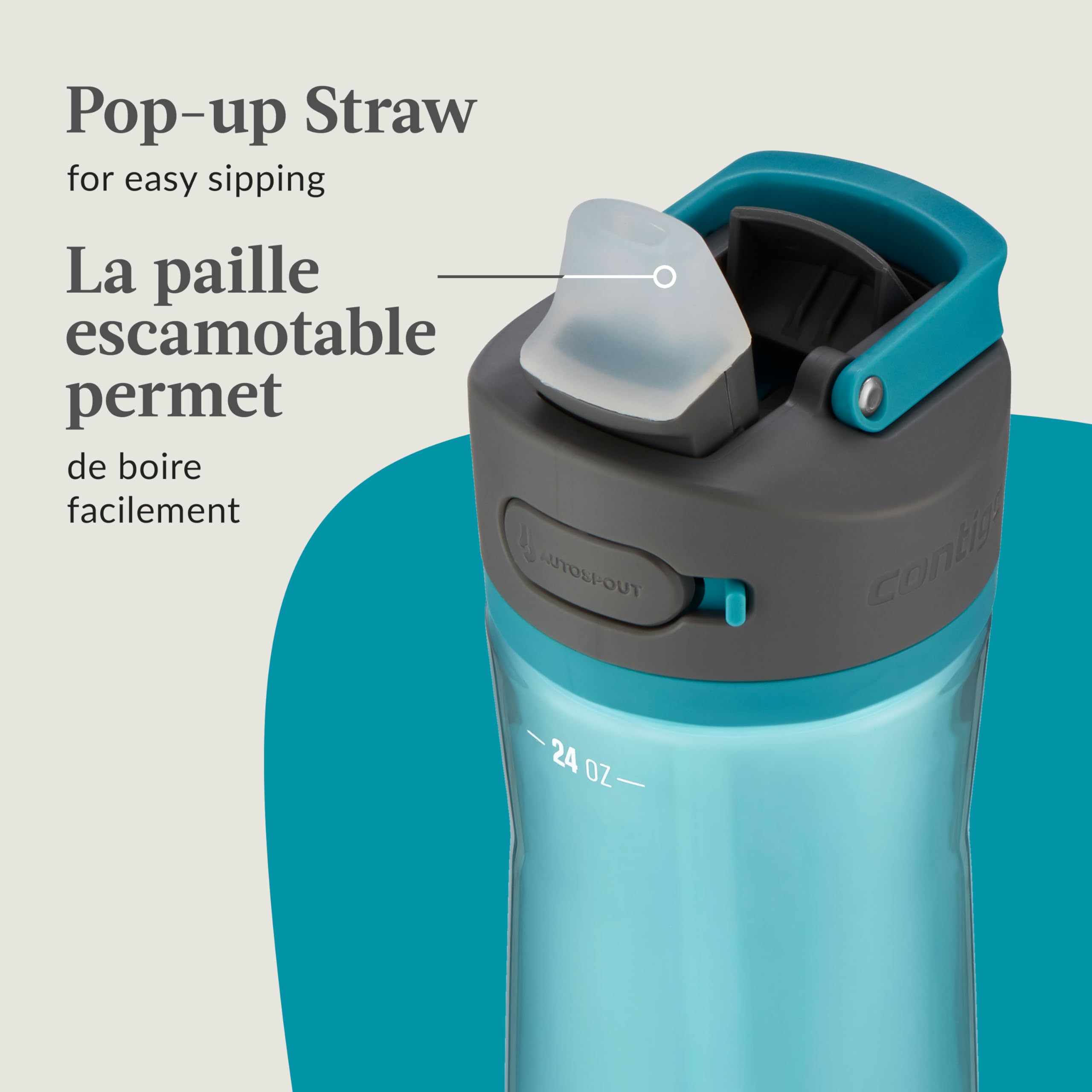 Contigo Ashland 2.0 Water Bottle with Straw and Leak-Proof Locking Lid, BPA-Free Plastic, Dishwasher Safe, Juniper, 24 oz (709 mL) 🍁 All In One Marketplace Canada