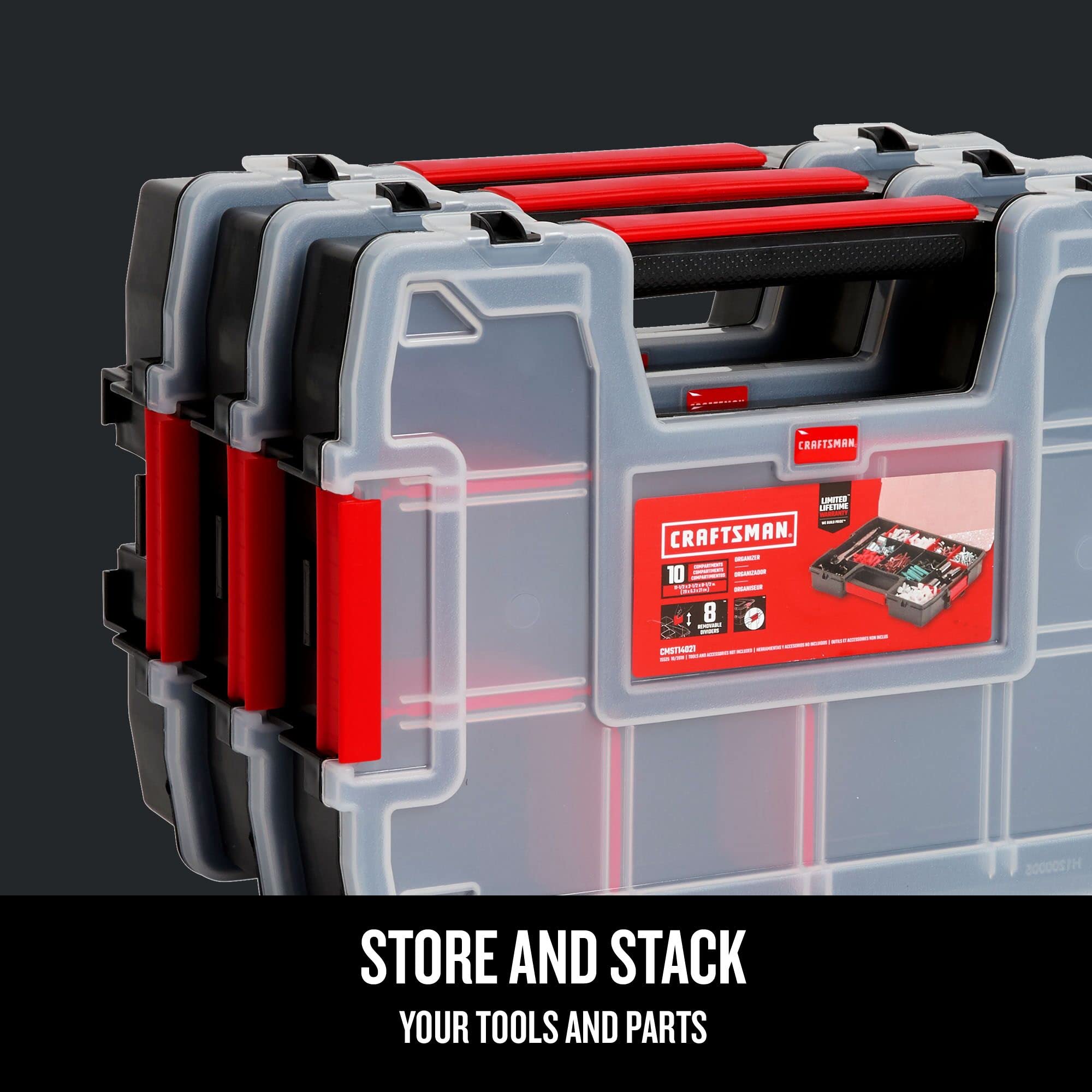 CRAFTSMAN Storage Organizer, Small Parts Organizer, 3-Packs with 10-Compartments, Lid Includes Secure Latch (CMST60964M) 🍁 All In One Marketplace Canada