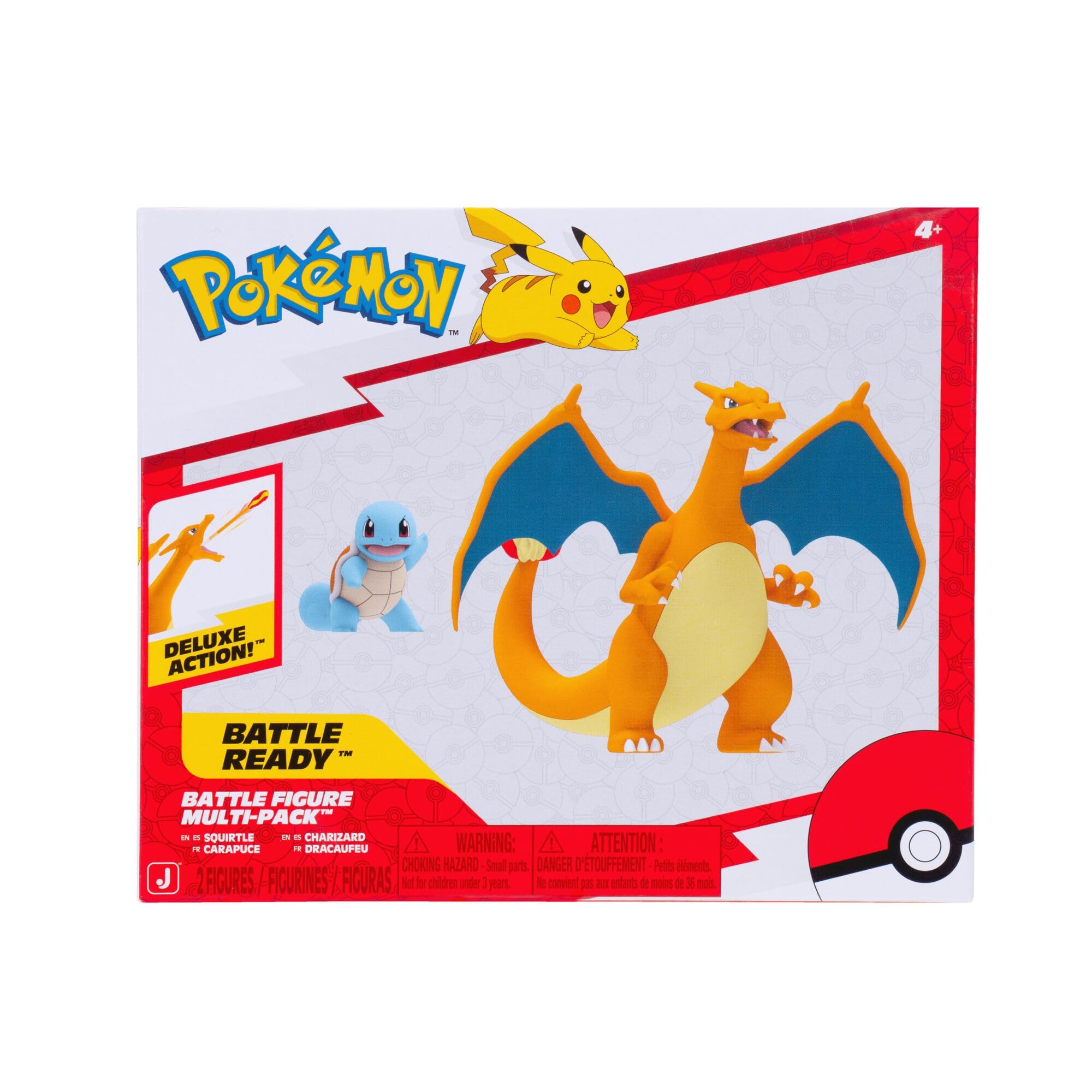Pokemon Fire and Water Battle Pack - Includes 4.5 Inch Flame Action Charizard and 2
