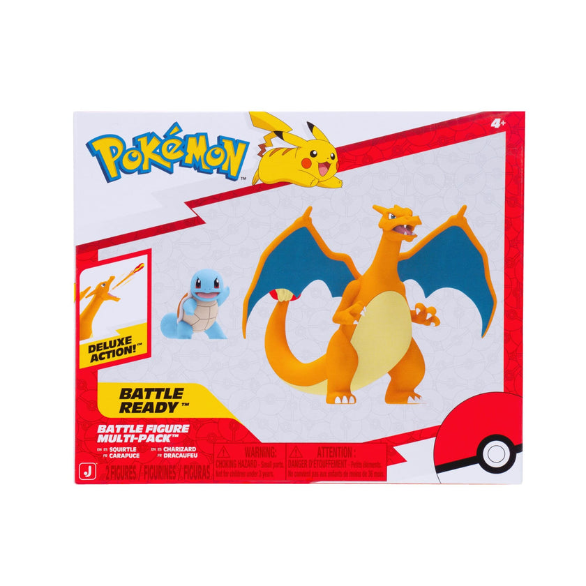 Pokemon Fire and Water Battle Pack - Includes 4.5 Inch Flame Action Charizard and 2