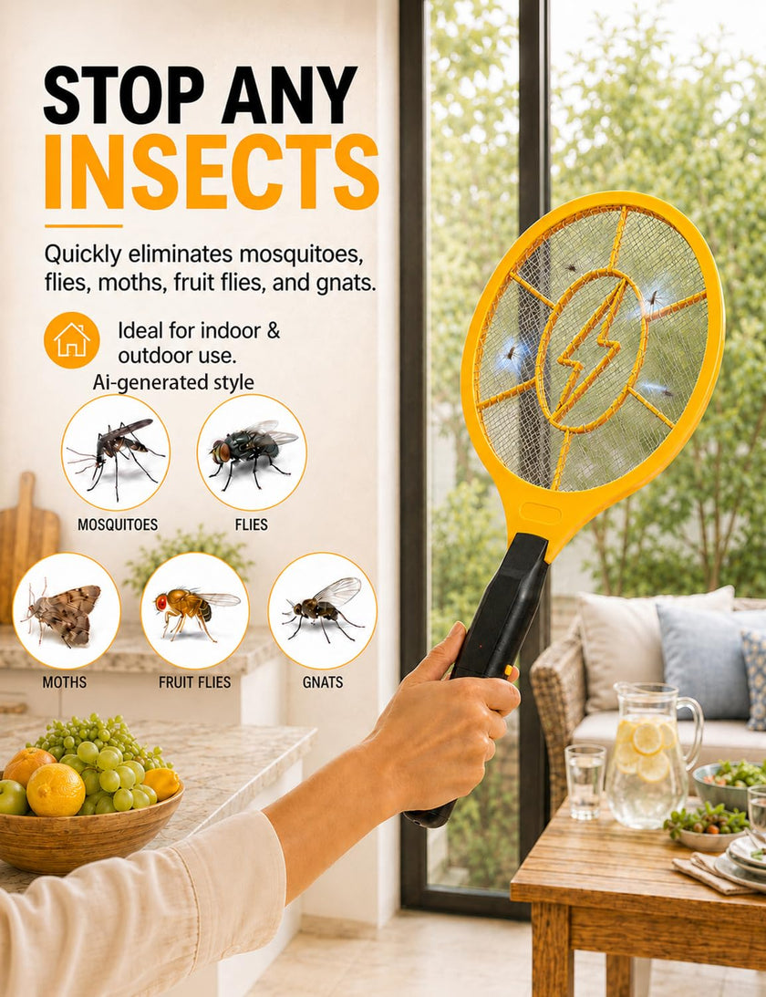 2 Pack Electric Fly Swatter, Bug Zapper Racket for Indoor Pest Control, Handheld Insect Killer Bat Battery Powered Electric Mosquito Swatter for Outdoor and Home 🍁 All In One Marketplace Canada