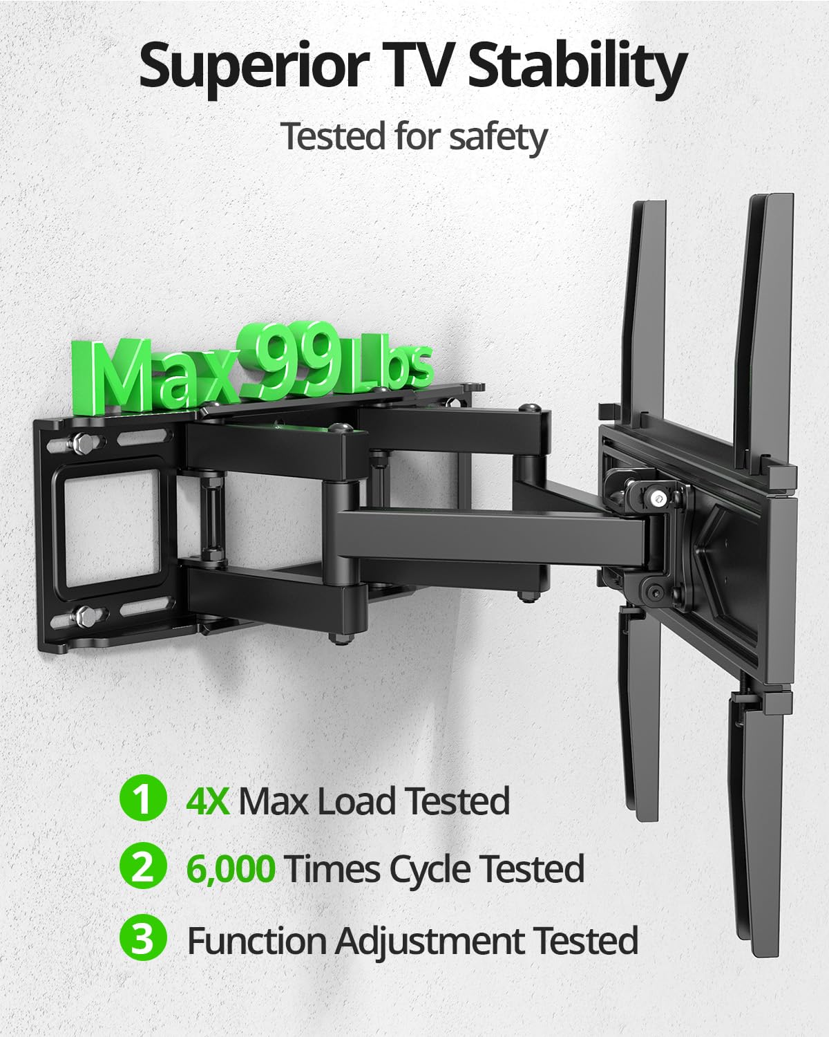 USX MOUNT Full Motion TV Wall Mount for Most 32-70 inch TVs up to 99 Lbs, Wall Mount TV Bracket with Articulating Swivel Tilting, TV Mount Fit 12