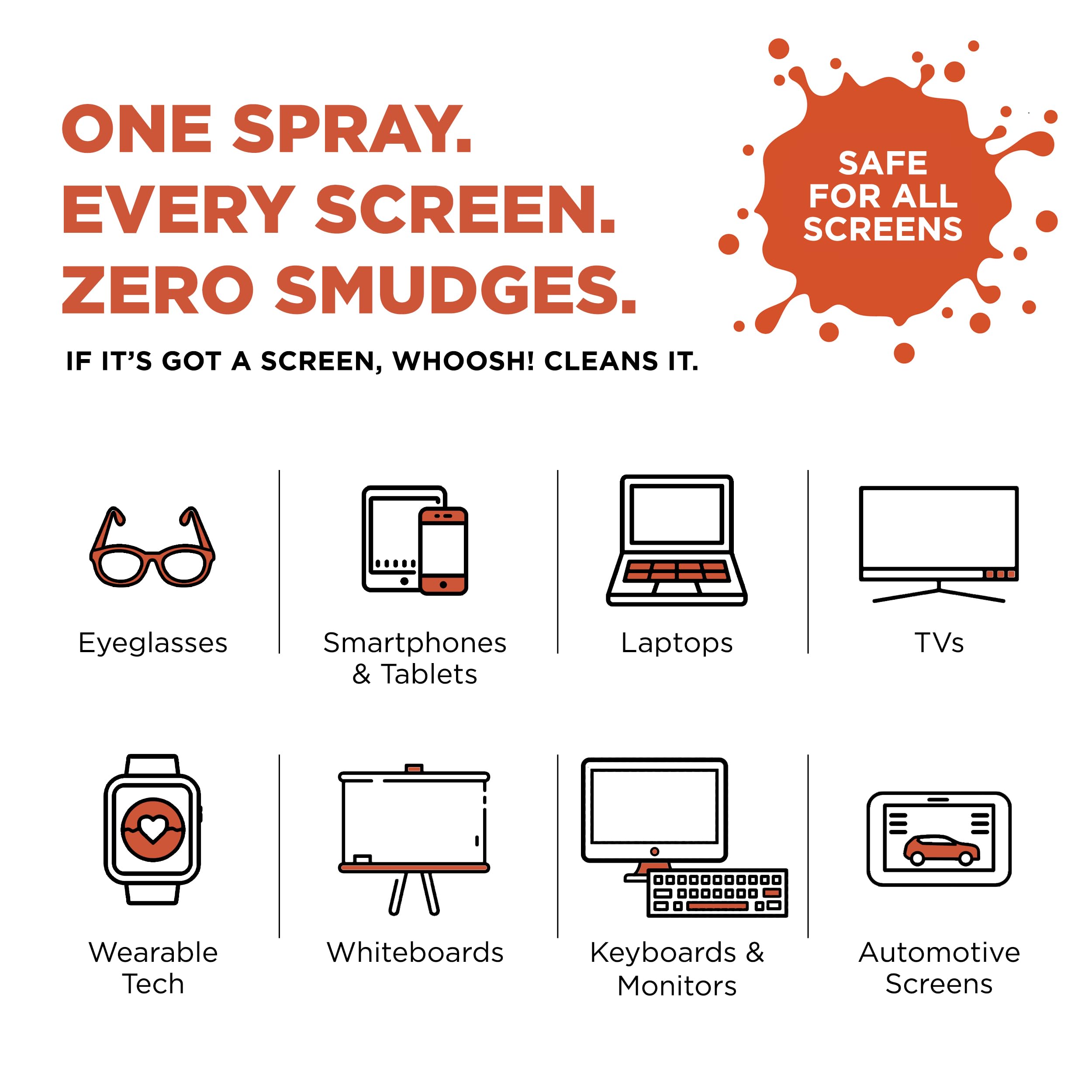 WHOOSH! Screen Shine Go 30 ml – Refillable Laptop Cleaner, Safe Streak-Free Glasses Cleaning Spray for TV, OLED, MacBook, Monitor or Car, Includes 15x15 cm PROTX2 Microfiber Cloth 🍁 All In One Marketplace Canada