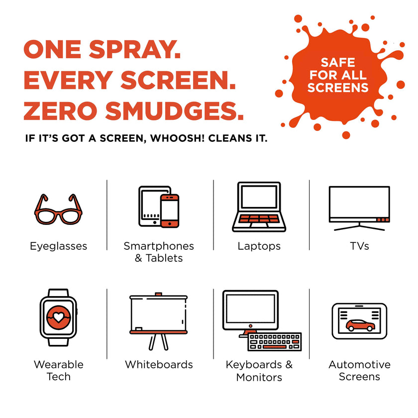 WHOOSH! Screen Shine Go 30 ml – Refillable Laptop Cleaner, Safe Streak-Free Glasses Cleaning Spray for TV, OLED, MacBook, Monitor or Car, Includes 15x15 cm PROTX2 Microfiber Cloth 🍁 All In One Marketplace Canada