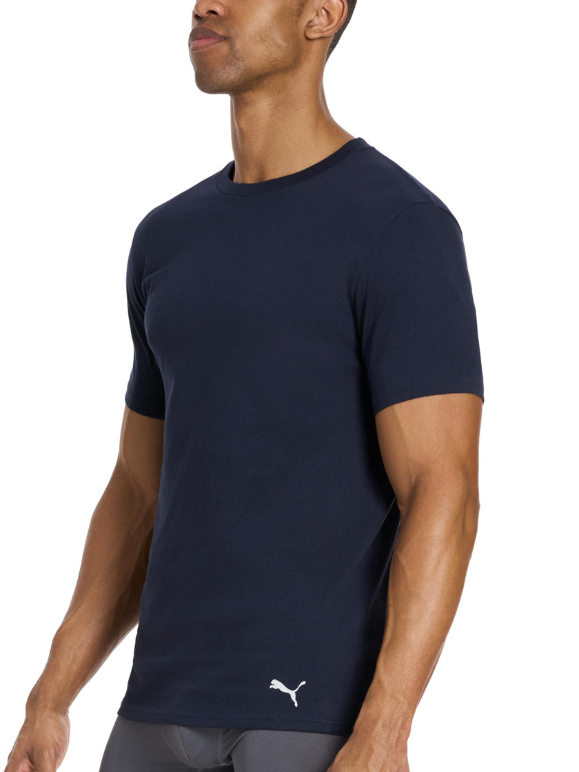 PUMA Men's 4 Pack Cotton Crewneck Short Sleeve T-Shirt, Black/Grey/White/Navy, Large 🍁 All In One Marketplace Canada