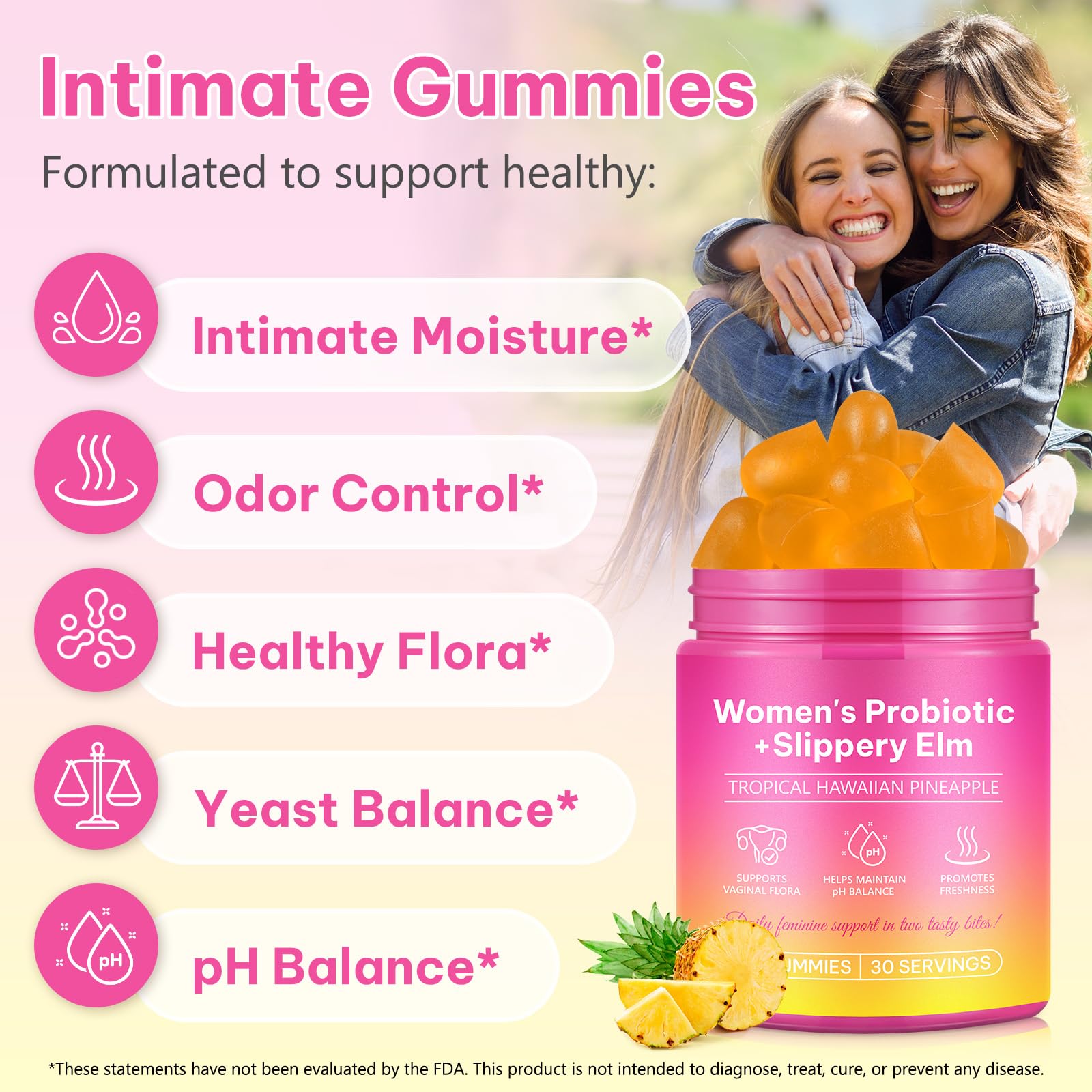 Probiotics Gummies for Women Wellness, Pineapple Flavor, 60 Gummies (1 Pack) 🍁 All In One Marketplace Canada
