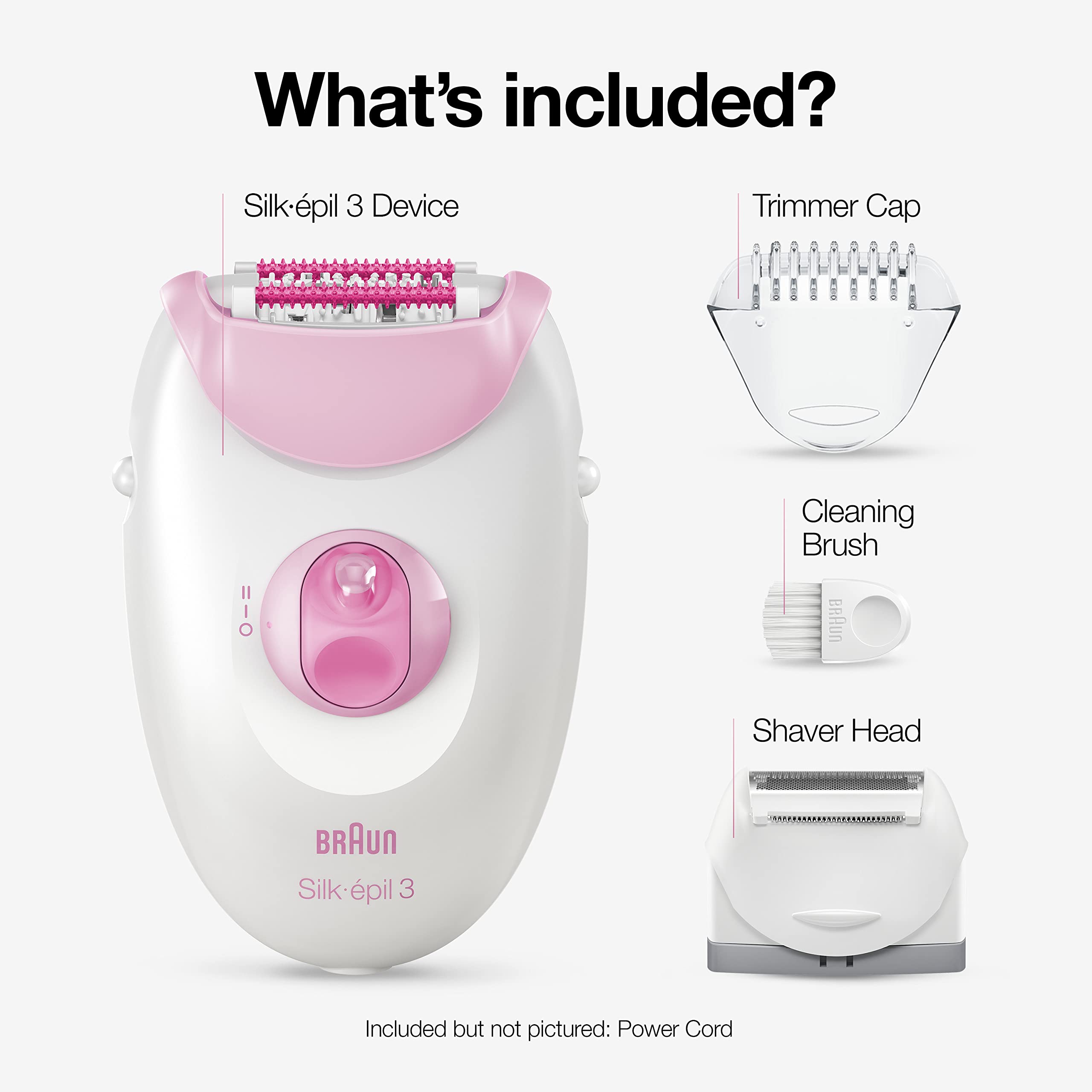 Braun Silk-épil 3 3-270, Epilator for Women for Long-Lasting Hair Removal, 20 Tweezer system, Smartlight Technology, Massage rollers, Shaver and Trimmer Head Included 🍁 All In One Marketplace Canada