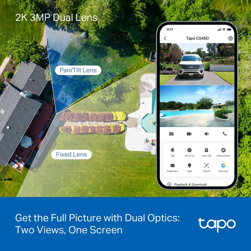Tapo Outdoor Dual-Lens Wi-Fi Security Camera, 2K 3MP Pan/Tilt, AI Detection, 165° Wide-Angle + Telephoto Lens, Night Vision, 2-Way Audio, Ethernet Support, Works with Alexa & Google Home (Tapo C545D) 🍁 All In One Marketplace Canada