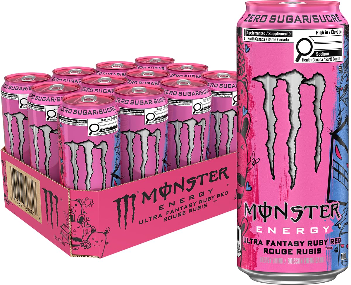 Monster Energy, Ultra Fantasy Ruby Red, 473mL (12 Pack) – Zero Sugar Energy Drink 🍁 All In One Marketplace Canada