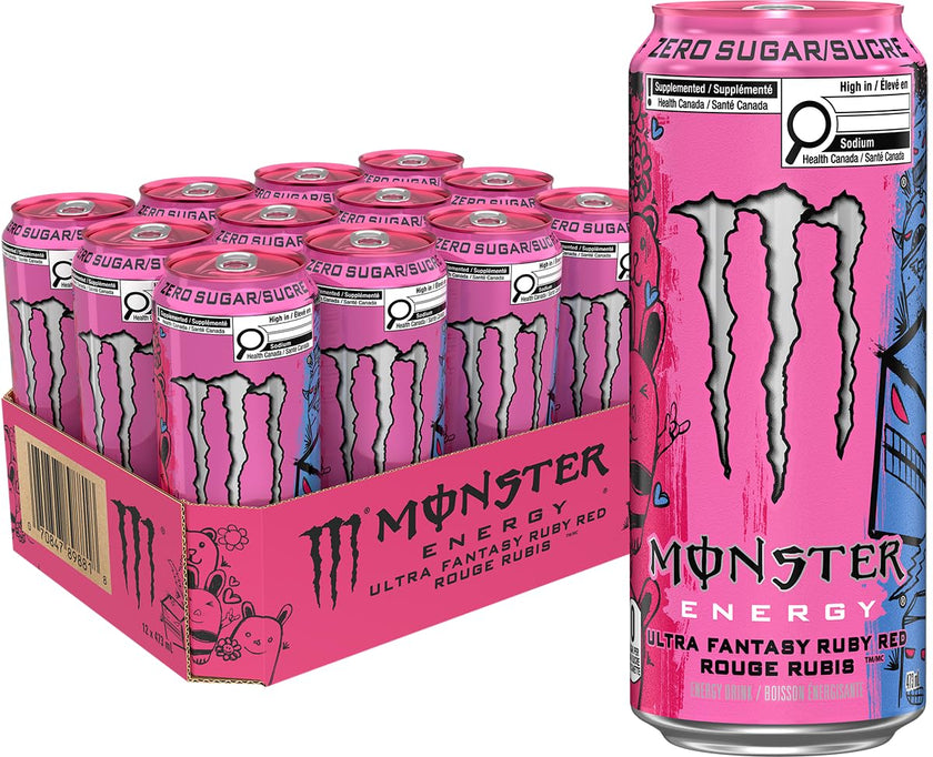 Monster Energy, Ultra Fantasy Ruby Red, 473mL (12 Pack) – Zero Sugar Energy Drink 🍁 All In One Marketplace Canada