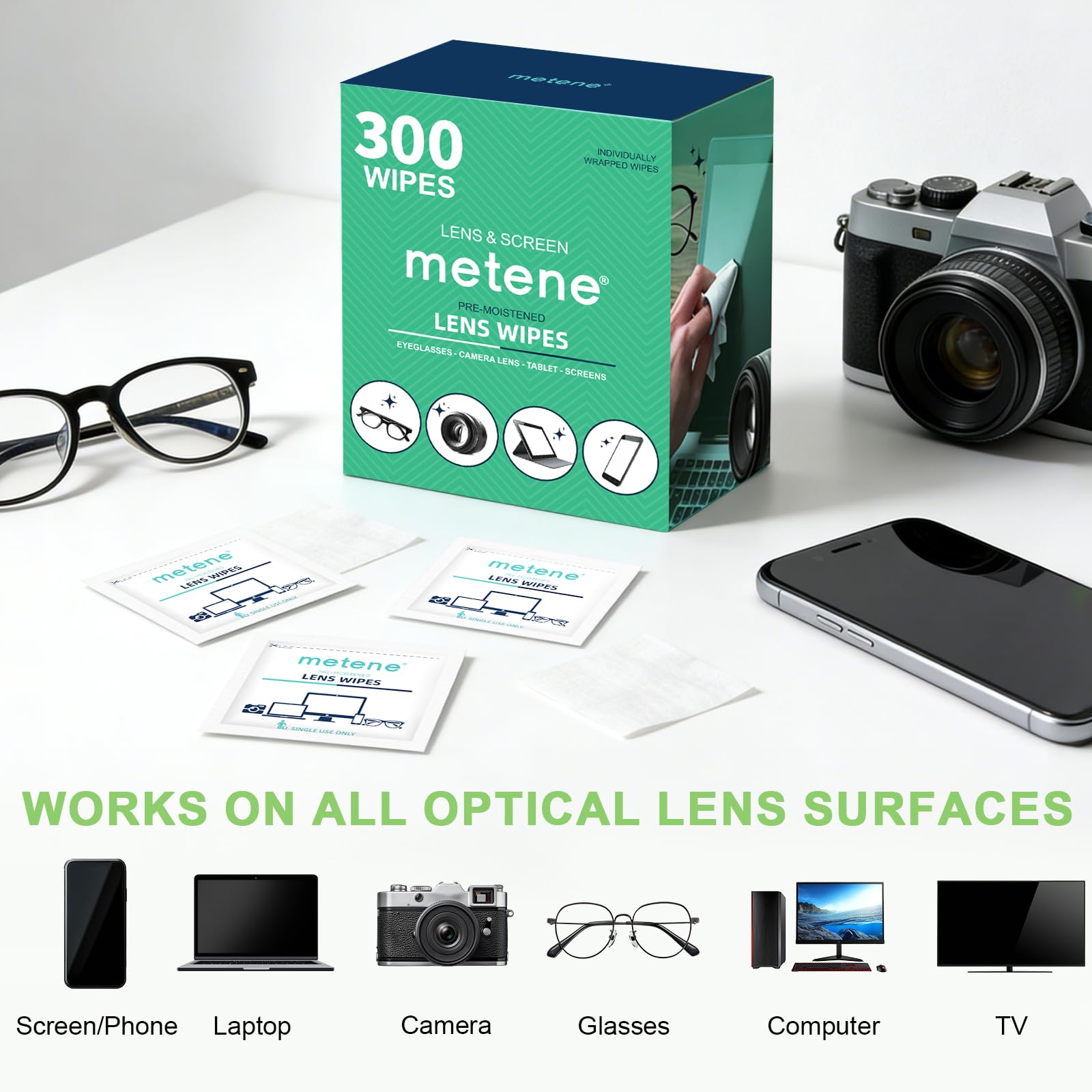 Metene Lens Wipes, 300 Pre-Moistened Individually Wrapped Glasses Wipes 🍁 All In One Marketplace Canada
