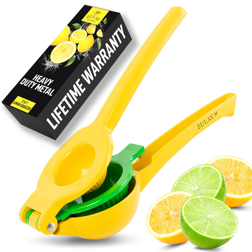 Zulay Kitchen 2 in 1 Lemon Lime Squeezer - Handheld Easy to Use Citrus Juicer - Easy to Clean Manual Orange & Lemon Squeezer - Citrus Juicer for Extracting All the Juice - Manual Press 🍁 All In One Marketplace Canada