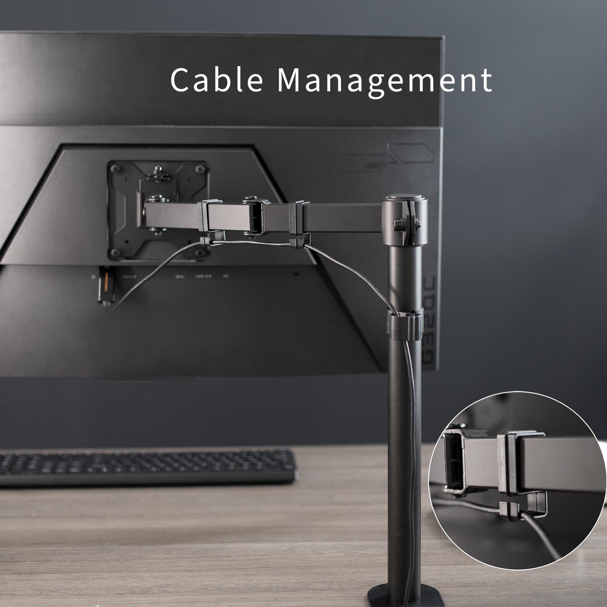 VIVO Single Monitor Arm Desk Mount, Holds Screens up to 32 inch Regular and 38 inch Ultrawide, Fully Adjustable Stand with C-Clamp and Grommet Base, VESA 75x75mm or 100x100mm, Black, STAND-V001 🍁 All In One Marketplace Canada