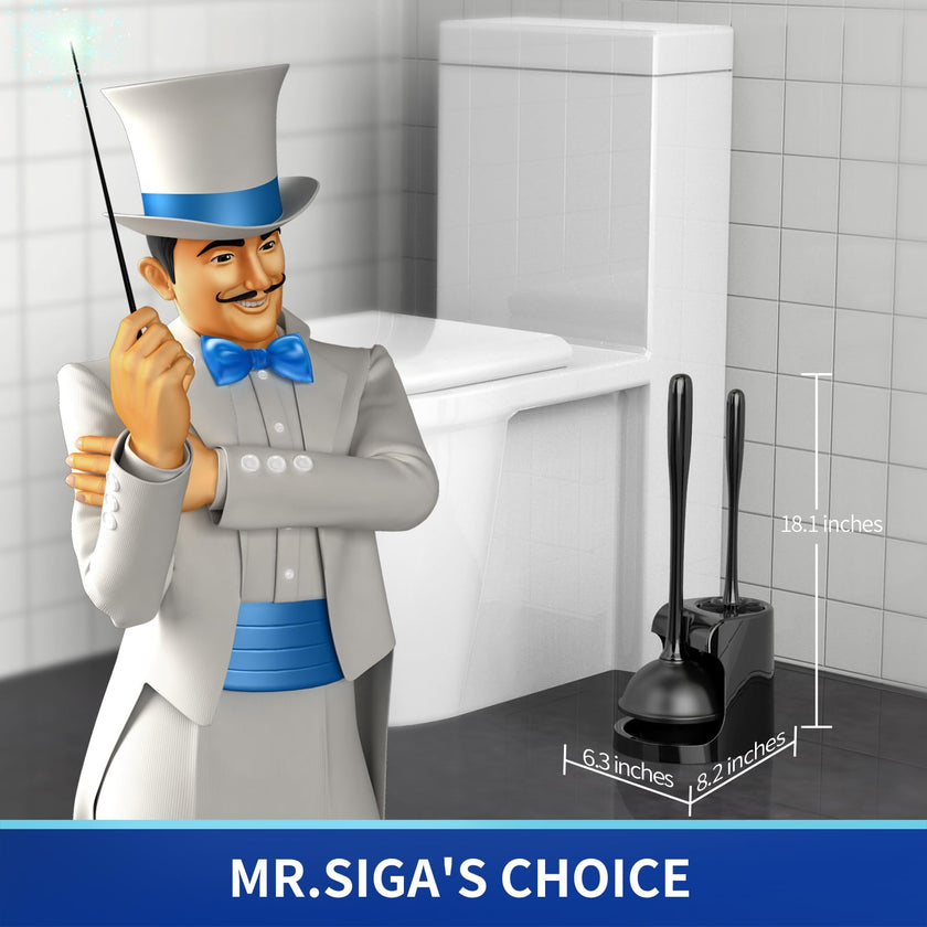 MR.SIGA Toilet Plunger and Bowl Brush Combo for Bathroom Cleaning, Black, 1 Set 🍁 All In One Marketplace Canada