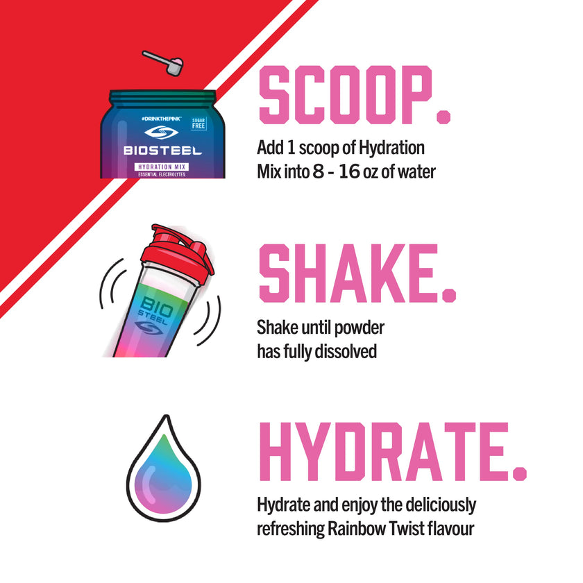 BioSteel Hydration Mix, Great Tasting Hydration with Zero Sugar, and No Artificial Flavours or Preservatives, Rainbow Twist Flavour, 100 Servings per Tub 🍁 All In One Marketplace Canada