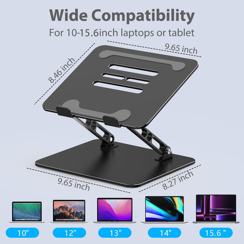 Gogoonike Adjustable Laptop Stand for Desk, Metal Foldable Laptop Riser, Portable Laptop Holder, Ventilated Cooling Computer Notebook Stand Compatible with 10-15.6” Laptops 🍁 All In One Marketplace Canada