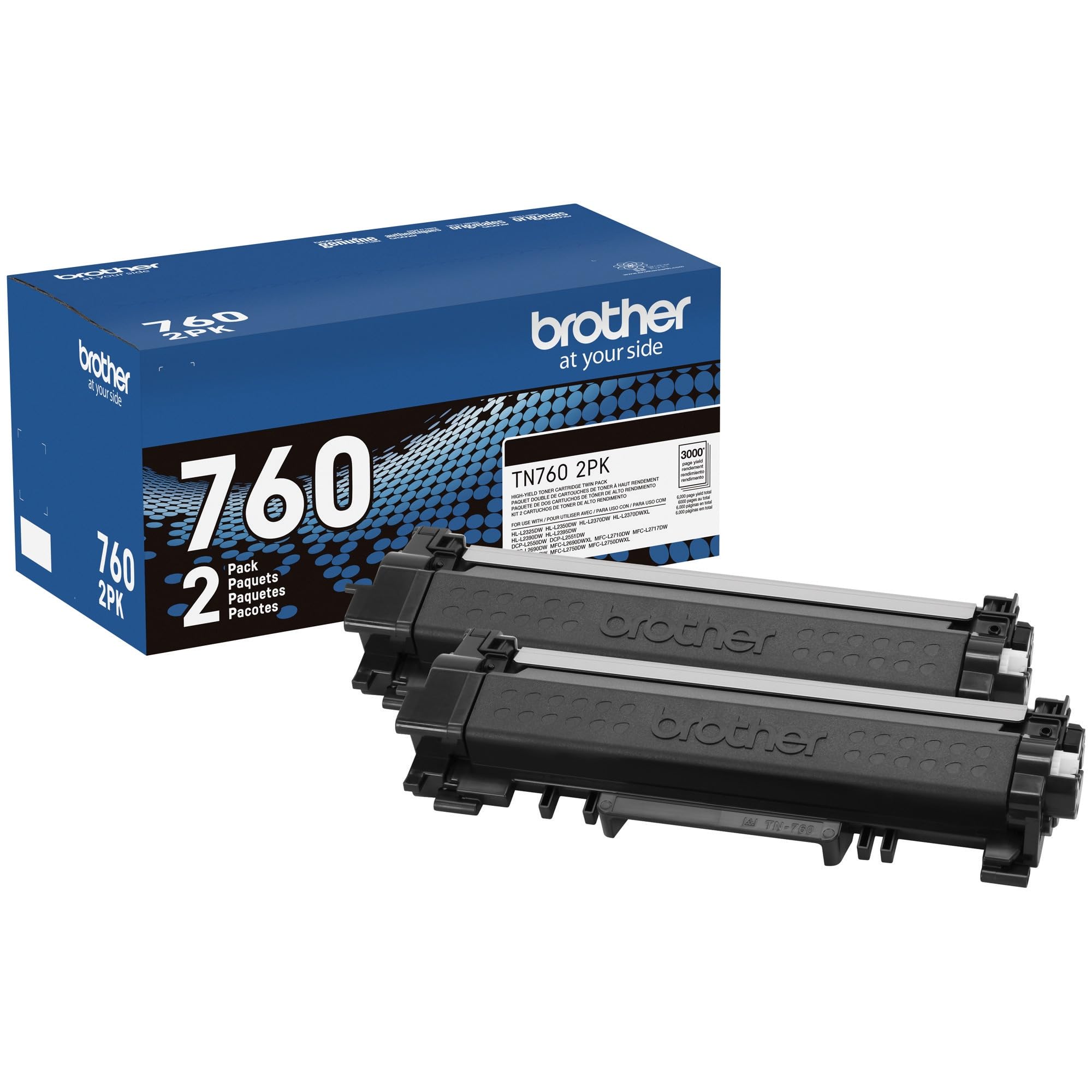 Brother Original TN760 High-Yield Black Toner Cartridge Value Pack (2), Higher Yield for Value, Original Toner Replacement cartridges,for Brother Laser Printers HL-L2395DW, DCP-L2550DW and More 🍁 All In One Marketplace Canada