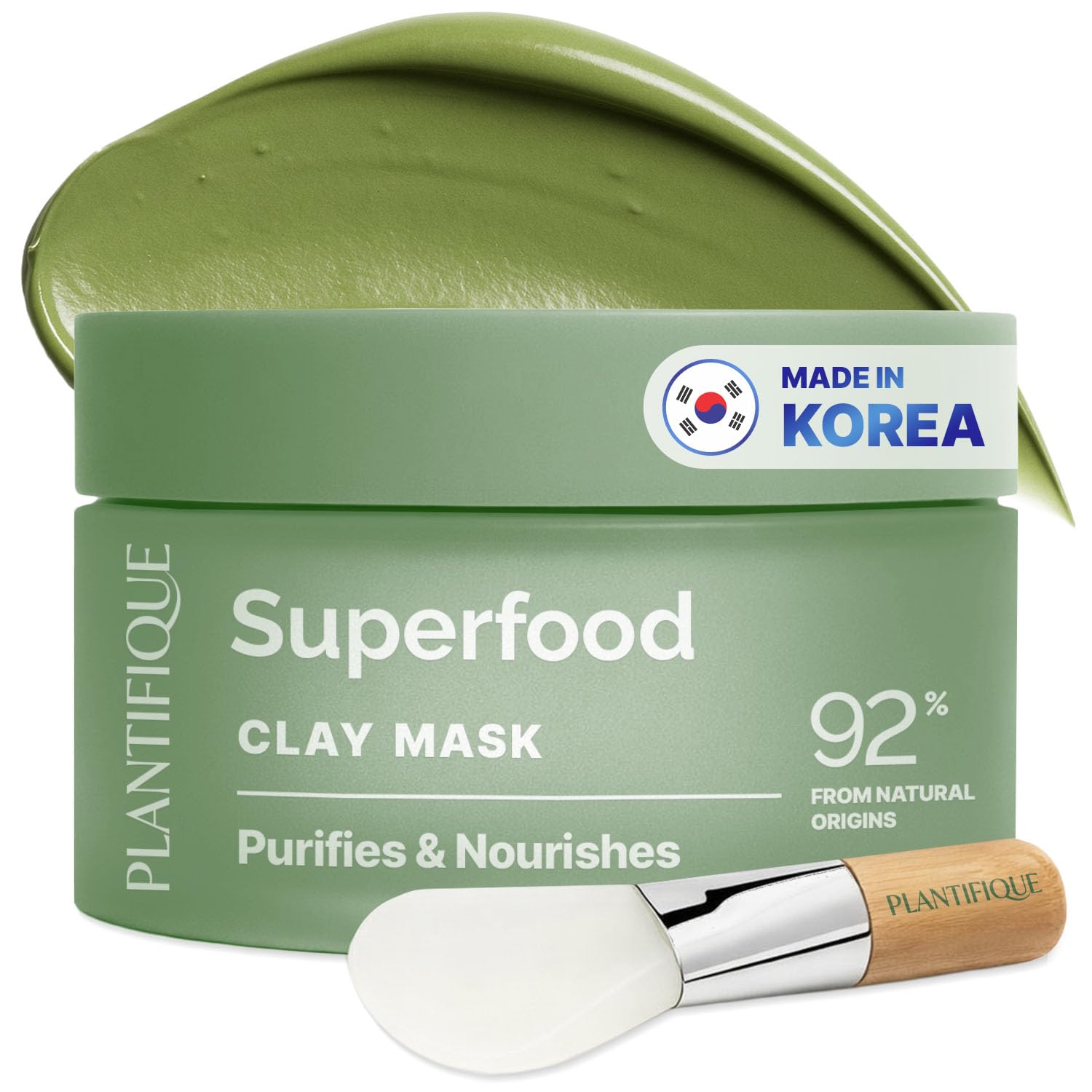 PLANTIFIQUE Clay Mask with Avocado & Superfoods - Korean Face Masks Skincare Products - Dermatologically Tested - Masque Visage Beauté - Gift Idea, 110g / 3.88 fl oz 🍁 All In One Marketplace Canada