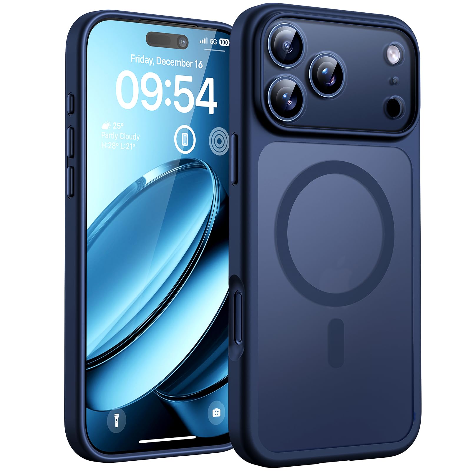 TOCOL Case for Phone 17 Pro, Full Camera Protection, Built-in Magnets, Compatible with Magsafe, Drop Protection, Translucent Matte Phone Case for Phone 17 Pro 6.3 inch (Dark Blue) 🍁 All In One Marketplace Canada
