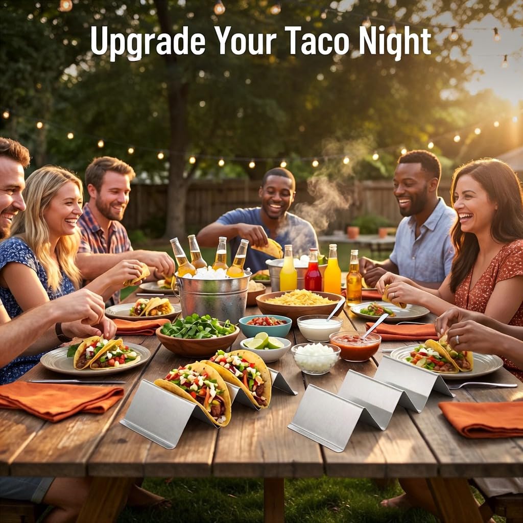 Bekith Stainless Steel Taco Holder Stand 6 Pack, Taco Holder Stand Tray with Handles, Up to 3 Tacos Each Keeping Shells Upright, Stylish Taco Shell Holders, Oven, Grill and Dishwasher Safe 🍁 All In One Marketplace Canada
