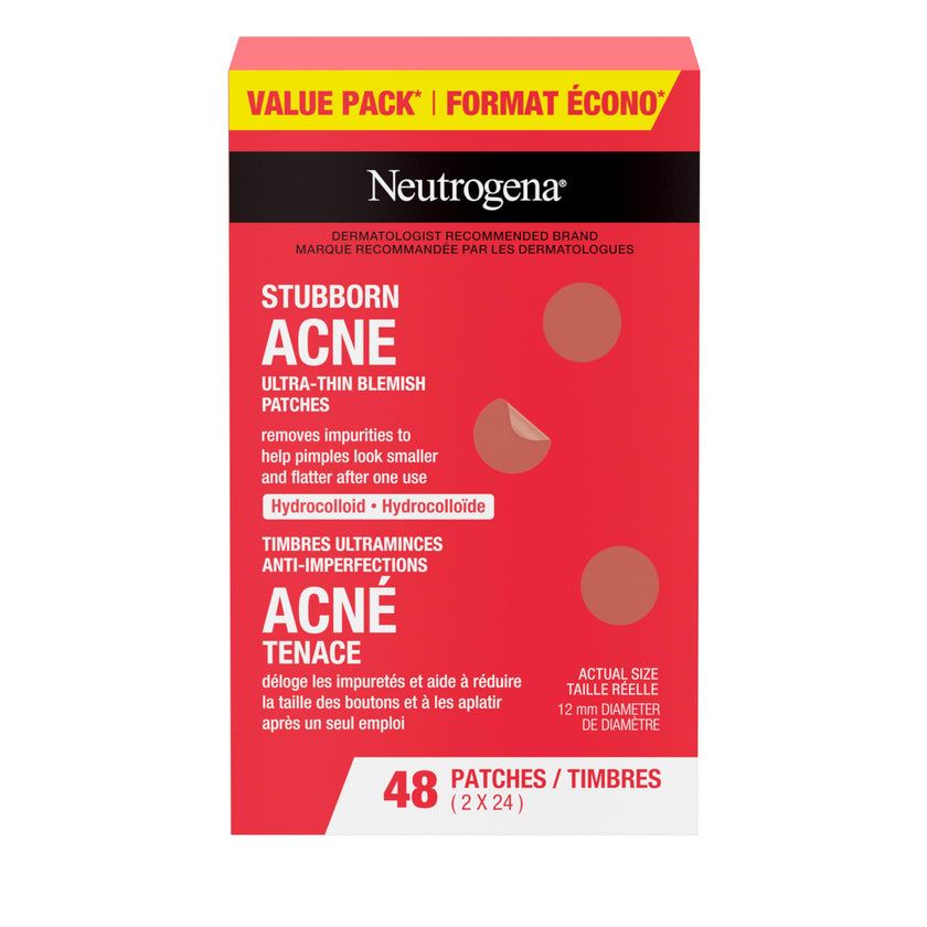 Neutrogena Stubborn Acne Blemish Pimple Patches, Hydrocolloid, 2x24 Pack 🍁 All In One Marketplace Canada