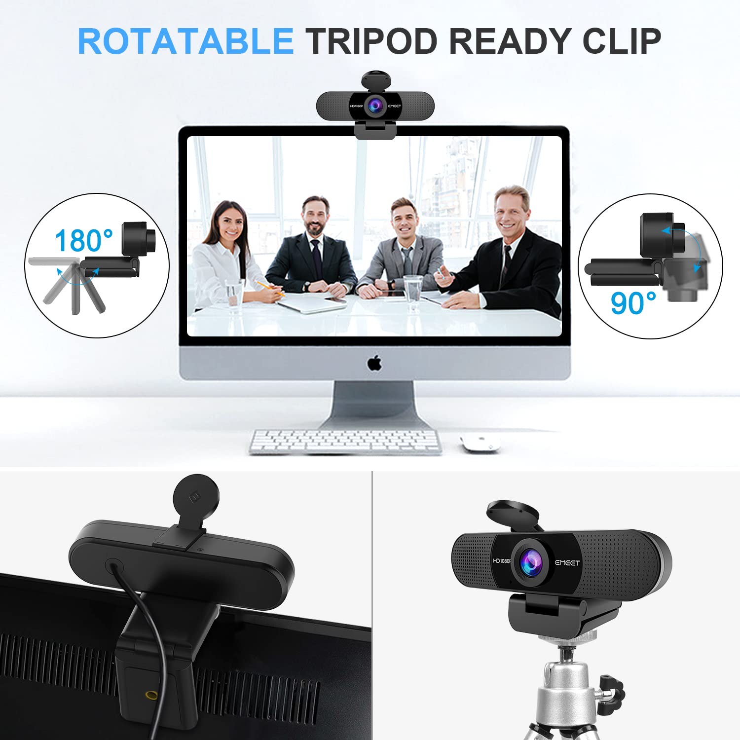 EMEET 1080P Webcam with Microphone, C960 Web Camera, 2 Mics Streaming Webcam, 90°FOV Computer Camera, Plug and Play USB Web Cam for Online Calling/Conferencing, Zoom/Teams/Facetime/YouTube, Laptop/PC 🍁 All In One Marketplace Canada