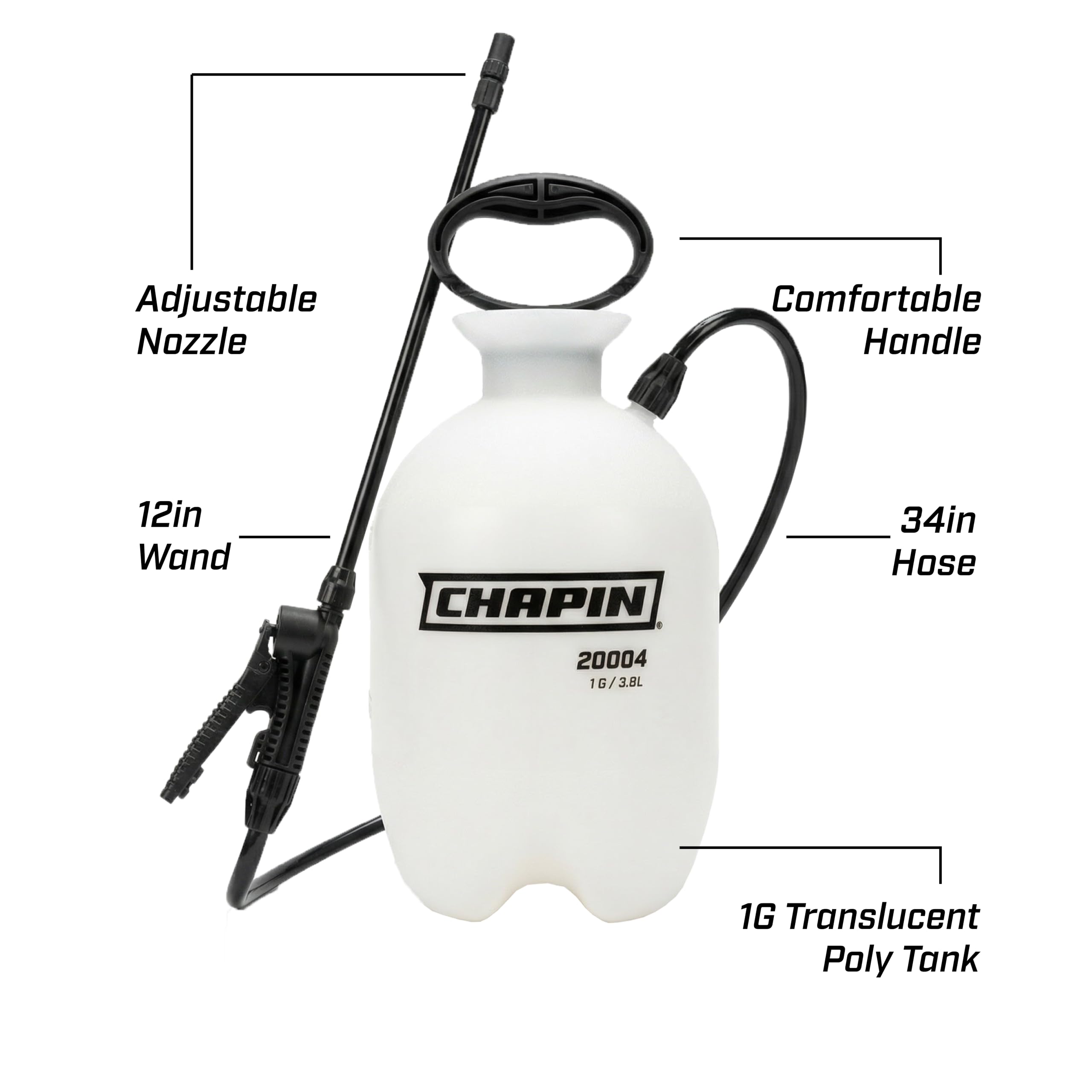 Chapin 20004 Sprayer Tank, Lawn and Garden, Hand Pump Pressured, Anti-Clog Filter, Adjustable Spray Nozzle, Spray Plants, Watering, Weeds, Fertilizer and Pests, White, 1 Gallon (4.5 Liters) 🍁 All In One Marketplace Canada