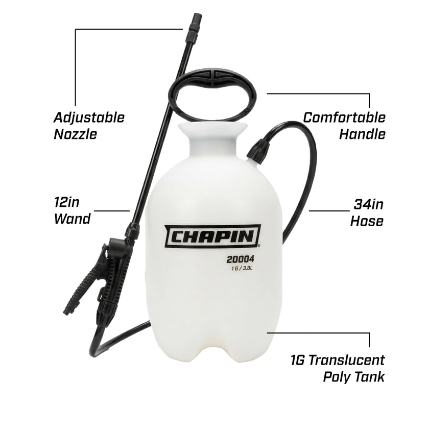 Chapin 20004 Sprayer Tank, Lawn and Garden, Hand Pump Pressured, Anti-Clog Filter, Adjustable Spray Nozzle, Spray Plants, Watering, Weeds, Fertilizer and Pests, White, 1 Gallon (4.5 Liters) 🍁 All In One Marketplace Canada