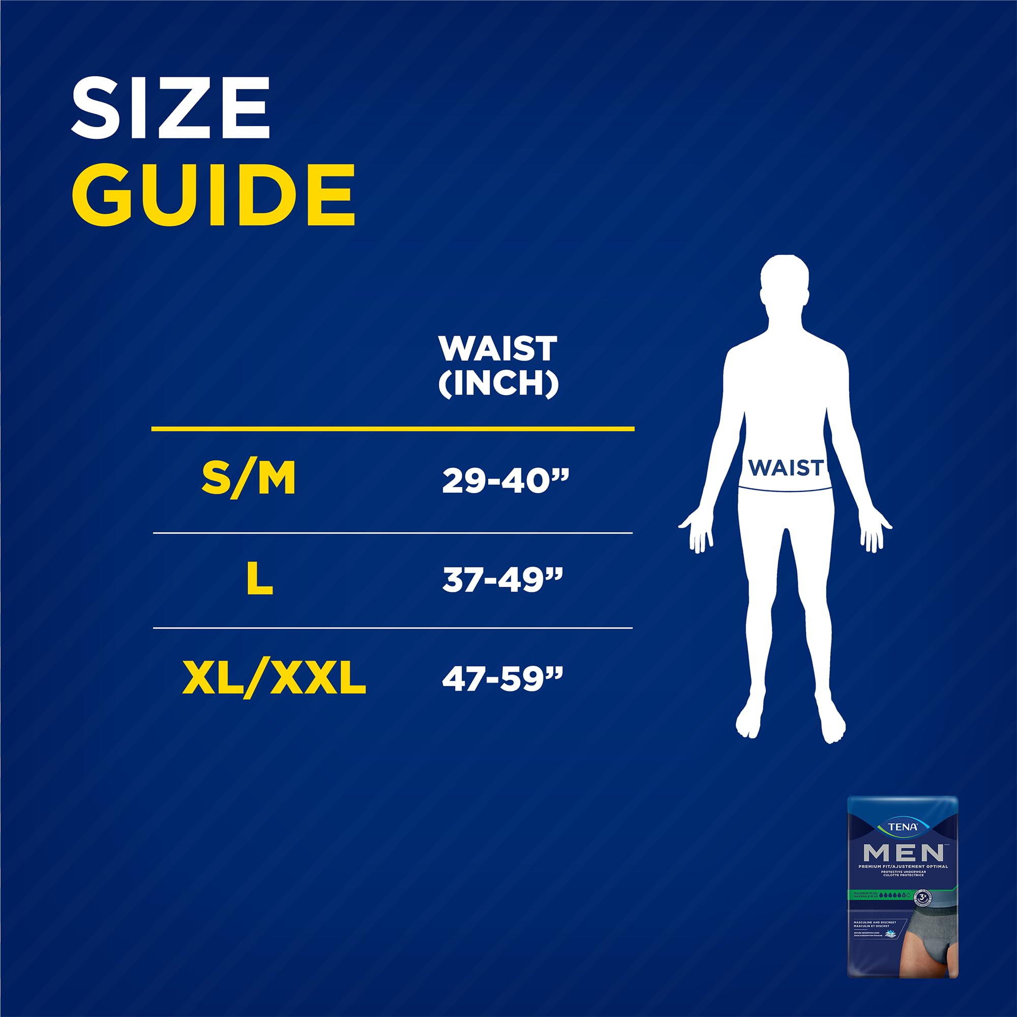 TENA Men Maximum Plus Incontinence Underwear, S/M 29-40in, Grey, 18 ct 🍁 All In One Marketplace Canada