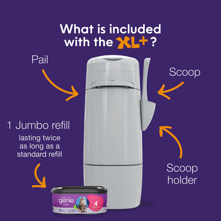 Litter Genie XL+ Pail – Ideal for Multi cat Homes - Includes one Jumbo 24ft cat Litter Bags Refill, Scoop, and Scoop Holder 🍁 All In One Marketplace Canada