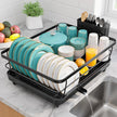 Sakugi Dish Drying Rack - Compact Dish Racks with Drain Board for Kitchen Counter, Durable Stainless Steel Dish Rack Used in Sink & on Countertop, Dark Black, Large 🍁 All In One Marketplace Canada