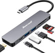 Hiearcool USB C Hub for MacBook – 7-in-1 USBC Adapter with 4K HDMI, 100W PD, USB 3.0 5Gbps Ports, SD/TF Card Reader – USB-C Dongle for Office, Meetings, Travel & Home Setup-Space Grey 🍁 All In One Marketplace Canada