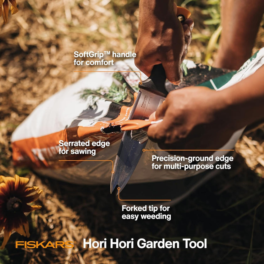 Fiskars Hori Hori Garden Knife, Precision-Ground Serrated Blade, Forked Tip Weeding & Planting Tool,Stainless Steel Adjustable 🍁 All In One Marketplace Canada