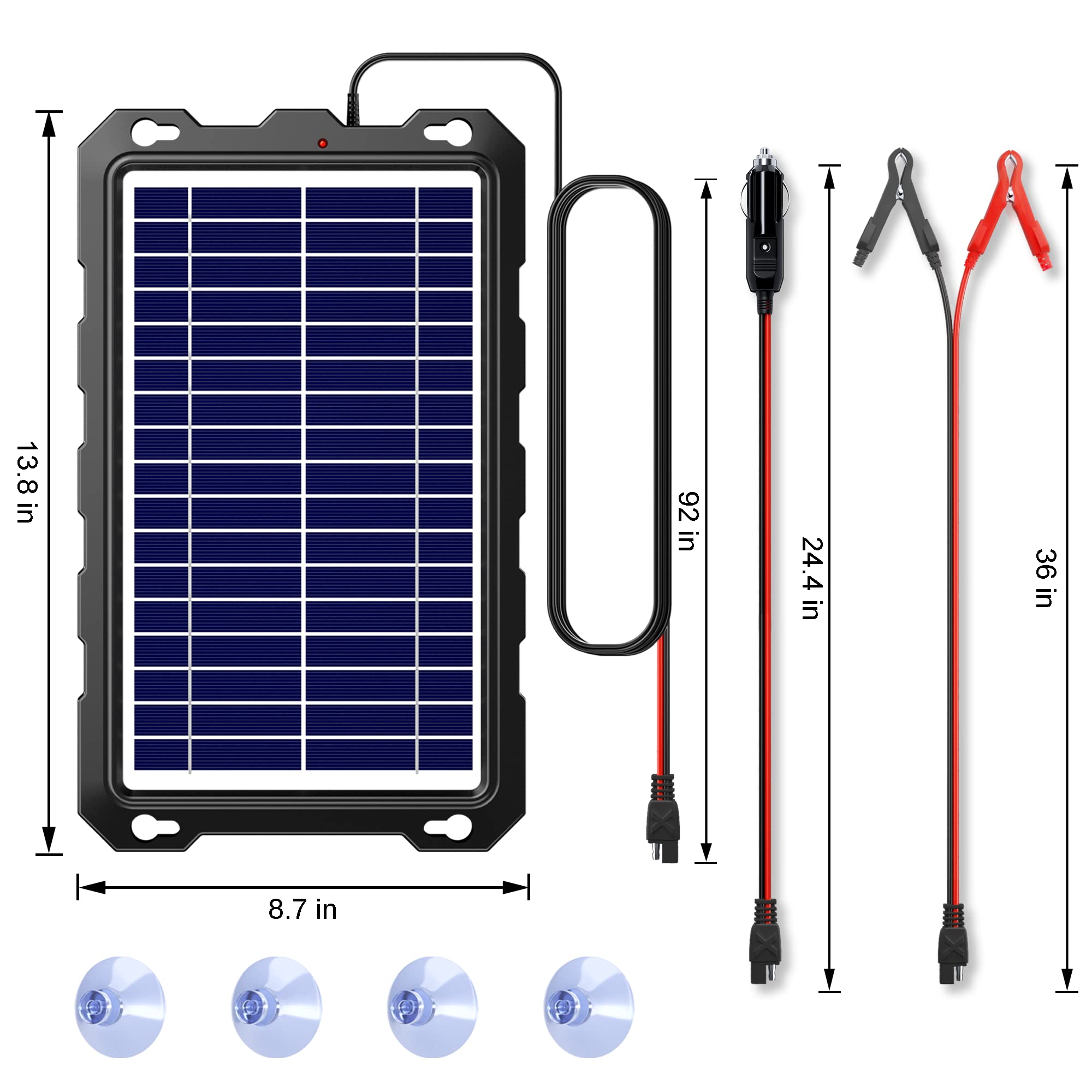 Solar Battery Trickle Charger for Car Battery, Portable and Waterproof Solar Battery Maintainer, Amorphous Silicon Solar Panel car Battery Charger (Solar Battery Charger 7.5W) 🍁 All In One Marketplace Canada