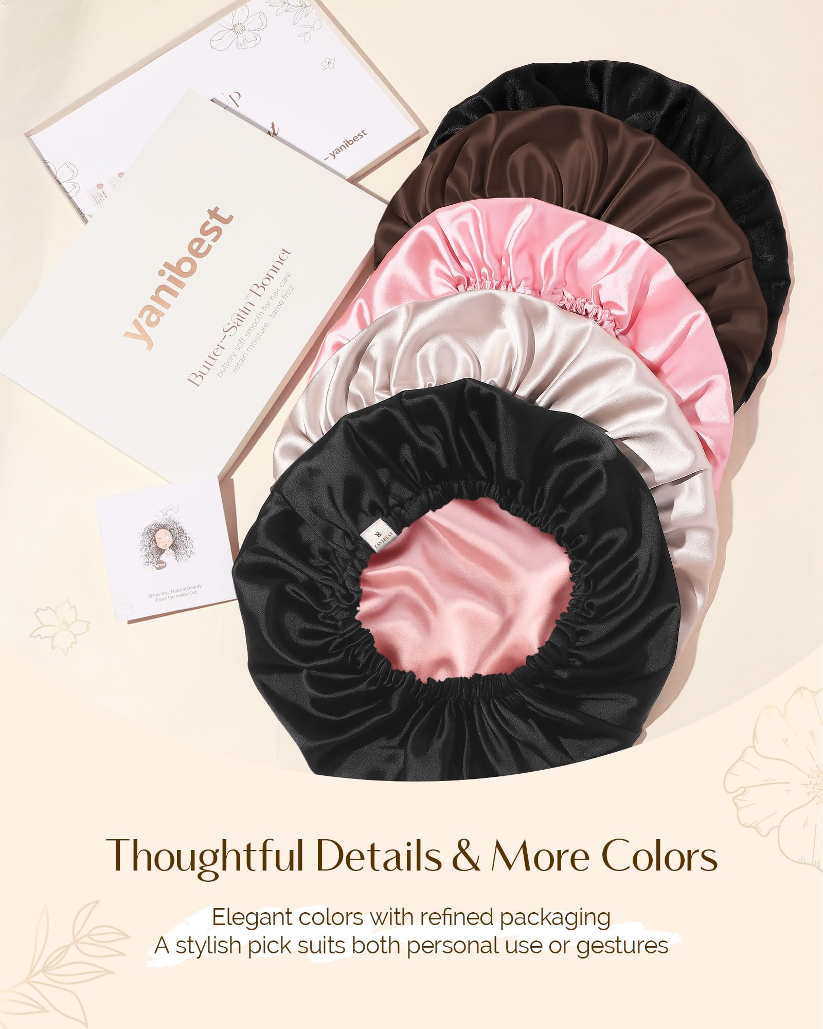 YANIBEST Silk Bonnet Satin Bonnet for Sleeping Women and Men, Adjustable Double Layer Hair Bonnet for Curly Hair Pink 🍁 All In One Marketplace Canada