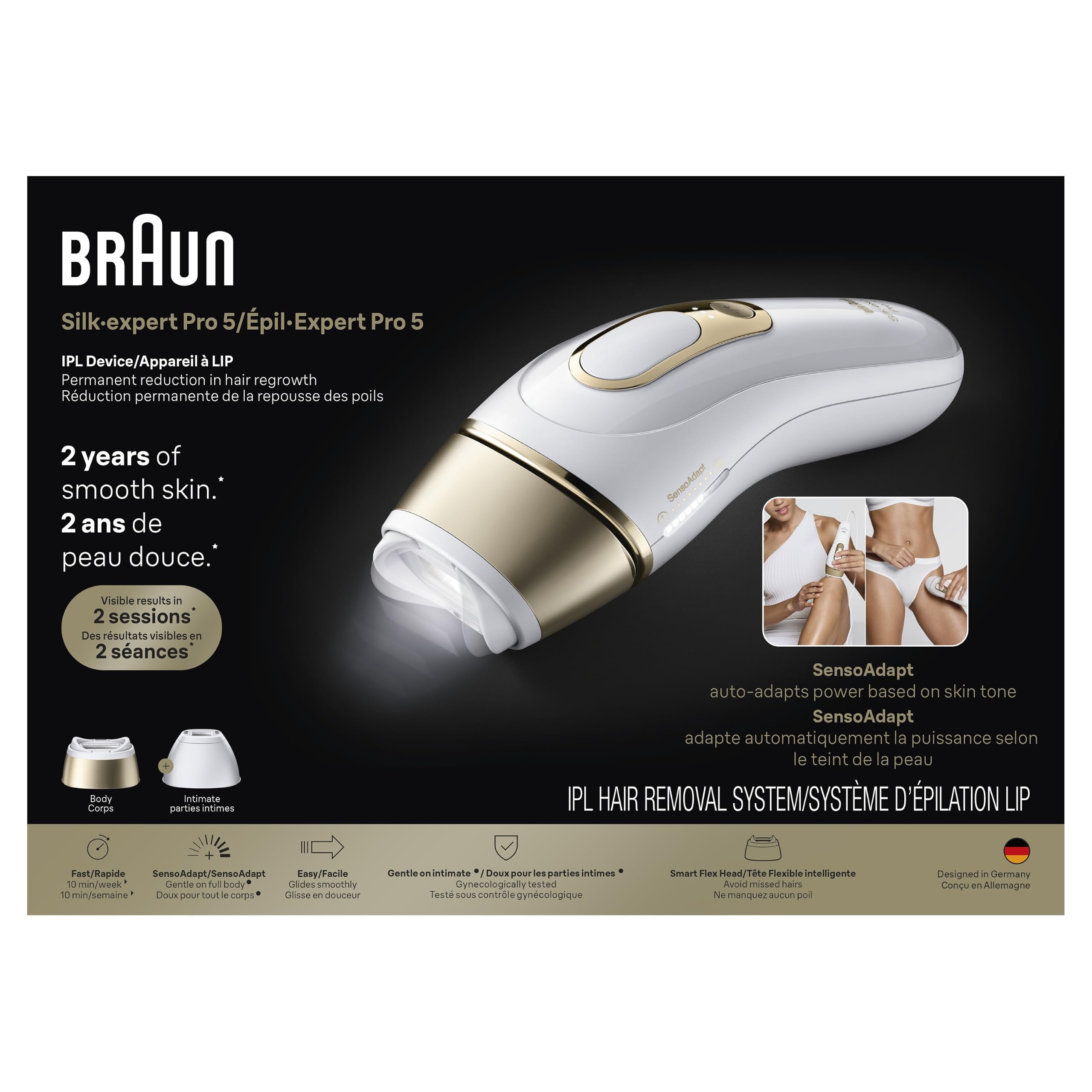 Braun Silk-Expert Pro 5 IPL PL5157 at Home Laser Hair Removal for Women and Men with Premium Pouch, Venus Razor, 2 Heads 🍁 All In One Marketplace Canada