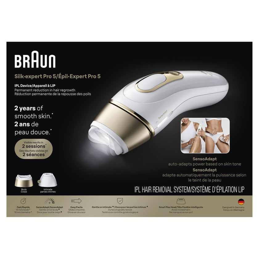 Braun Silk-Expert Pro 5 IPL PL5157 at Home Laser Hair Removal for Women and Men with Premium Pouch, Venus Razor, 2 Heads 🍁 All In One Marketplace Canada