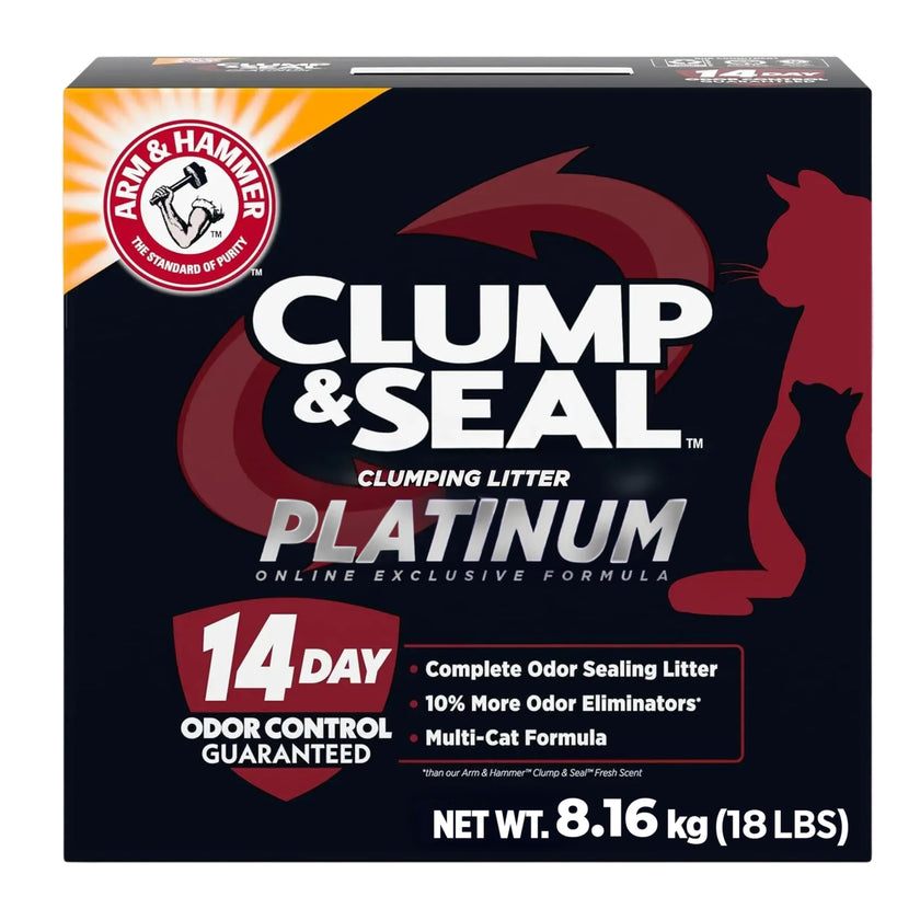 ARM & HAMMER Platinum Cat Litter Clump & Seal Complete Odour Sealing with 14 Days of Odour Control Multi-Cat, Hard Clumping Clay, 99.99% Dust Free 8.16kg (Pack of 1) 🍁 All In One Marketplace Canada