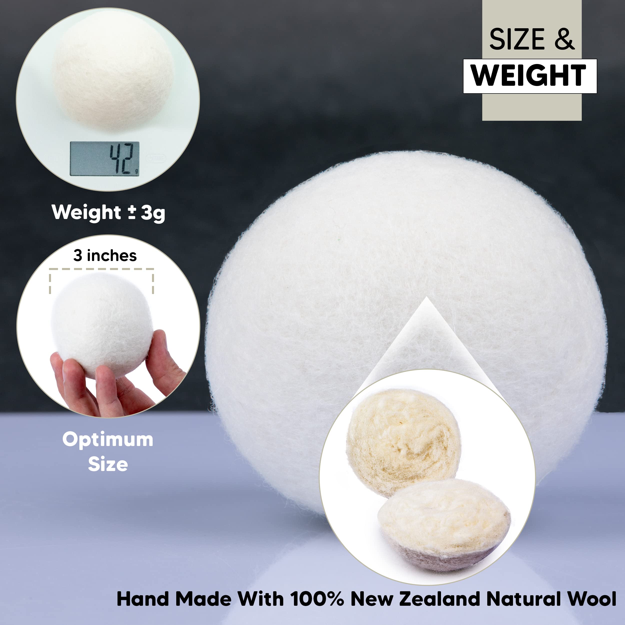 RAYTRADE XL Wool Dryer Balls 6-Pack 100% Made of Organic New Zealand Wool Reduces Clothing Wrinkles and Saves Drying Time Reusable Natural Fabric Softener Stocking Stuffer Gifts (White) 🍁 All In One Marketplace Canada