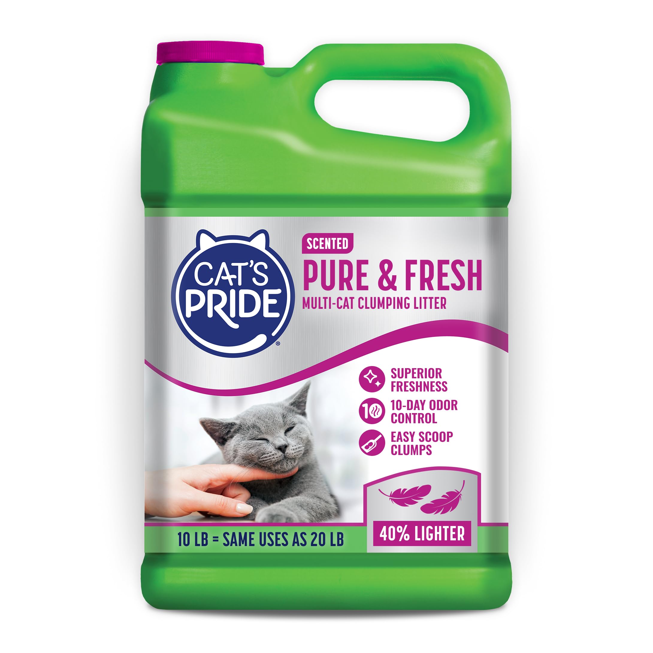 Cat's Pride Premium Lightweight Clumping Litter: Pure & Fresh - Up to 10 Days of Powerful Odor Control - Multi-Cat, Scented, 10 Pounds 🍁 All In One Marketplace Canada